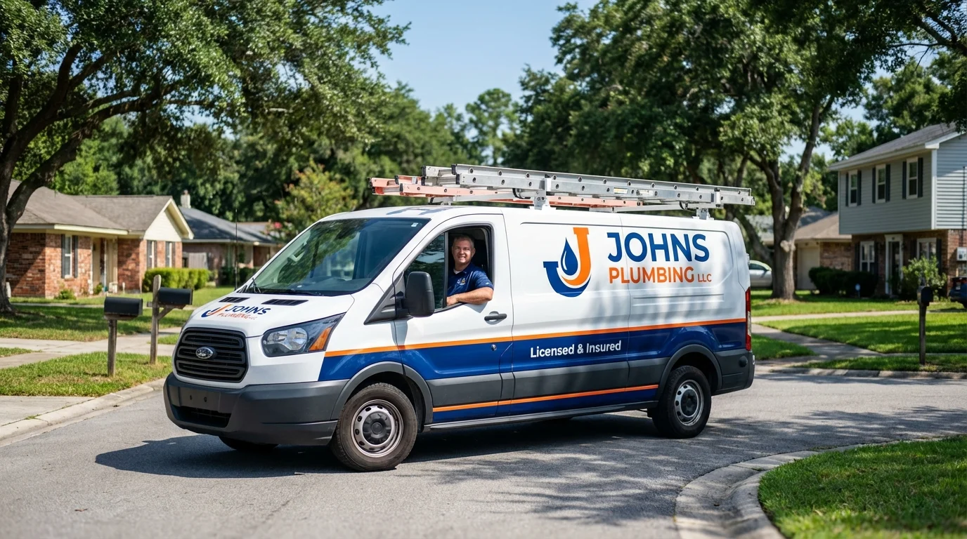 Johns Plumbing LLC service van in Robertsdale, AL
