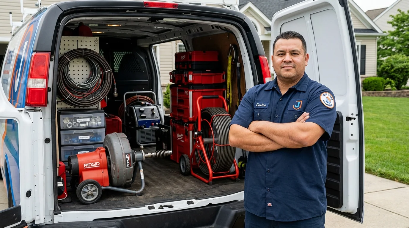 Professional drain cleaning equipment and Johns Plumbing LLC plumber in Robertsdale