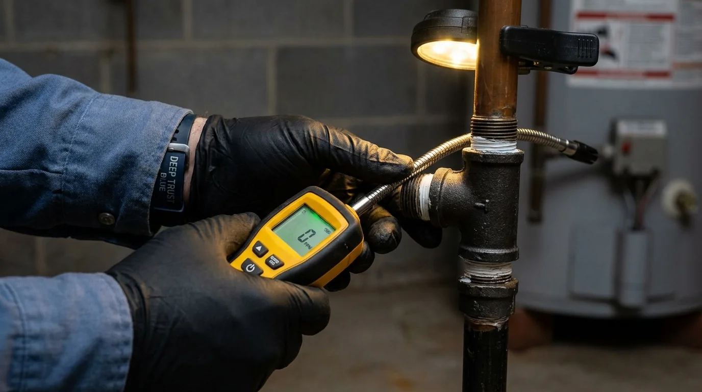 Gas leak detection with electronic sniffer by Johns Plumbing LLC in Robertsdale