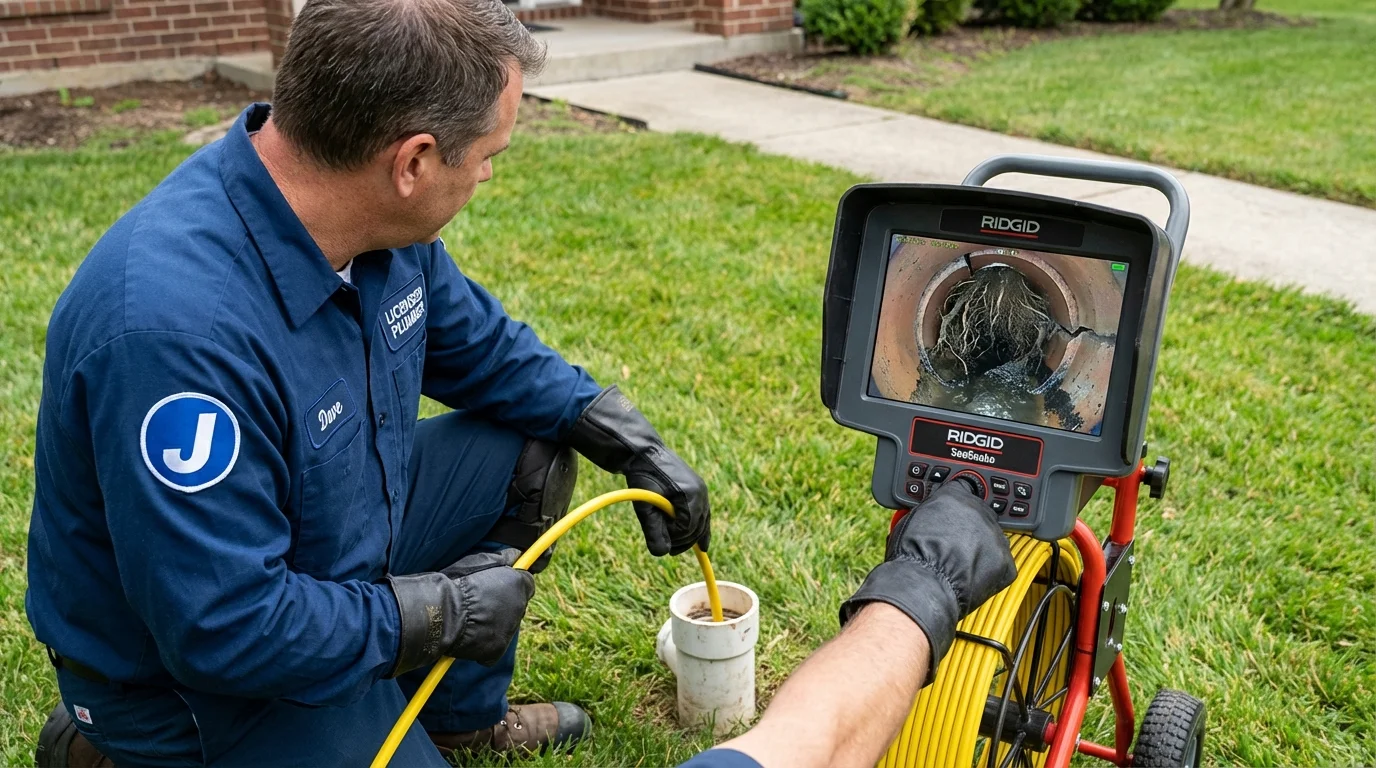 Sewer camera inspection being performed by Johns Plumbing LLC in Robertsdale